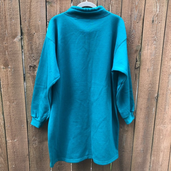 Vintage 1990s Tunic Sweatshirt OS Prospirit Teal - Picture 5 of 5